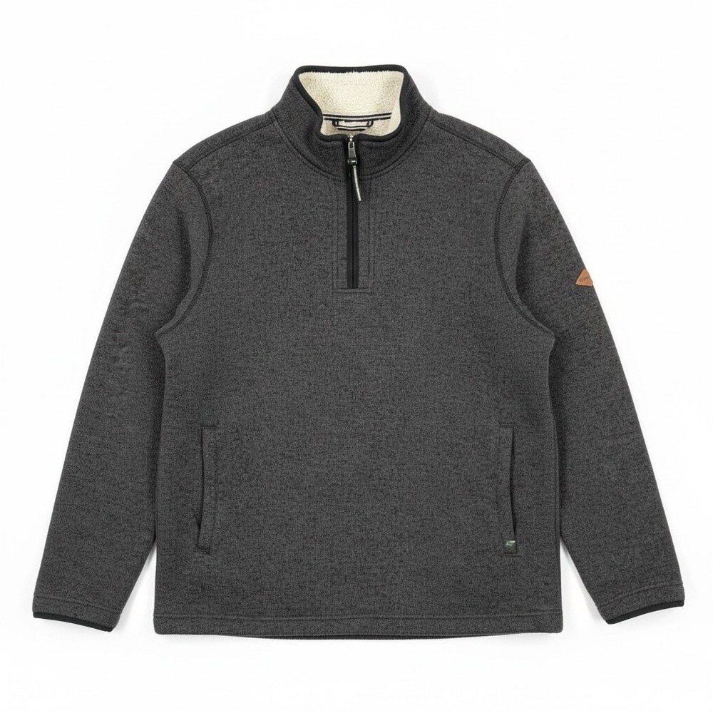 Orvis Mens Fleece‎ Quarter Zip Pullover Sweater Heather Gray Large